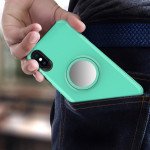 Wholesale iPhone Xr Glossy Pop Up Hybrid Case with Metal Plate (Mint Green)